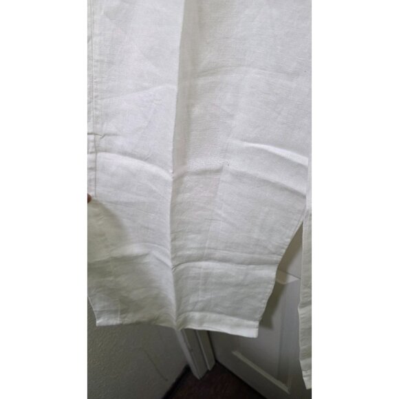 Mara Beach Festival White Elastic Waist Culottes Red Embroidered Pocket Linen - Picture 4 of 7